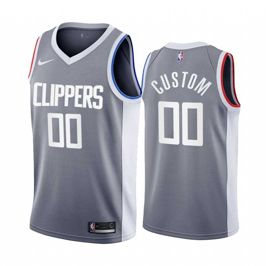 Men & Youth Customized Los Angeles Clippers Gray Swingman 2020-21 Earned Edition Jersey